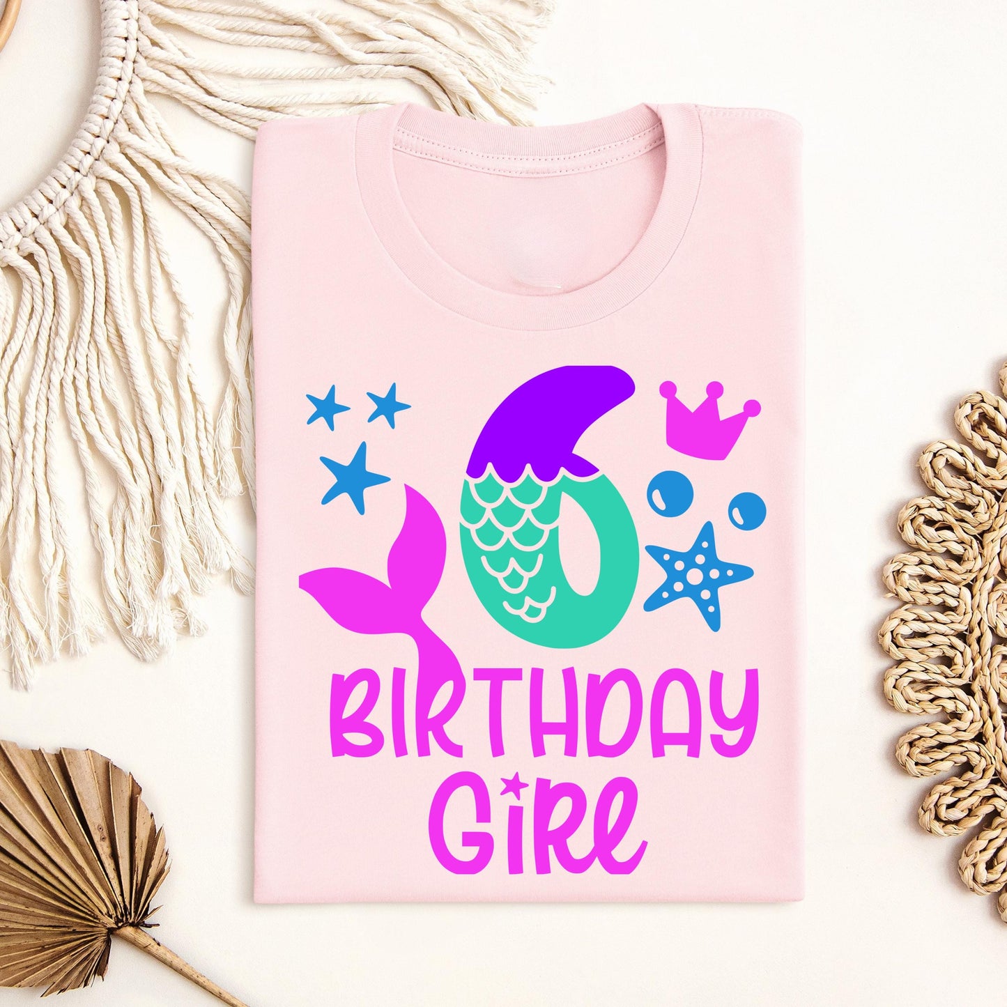 Mermaid Birthday Girl Shirt, Personalized Age 1-9 Birthday Shirt, Mermaid Birthday Tee, Custom Birthday Girl Shirt, Girls Birthday Gift