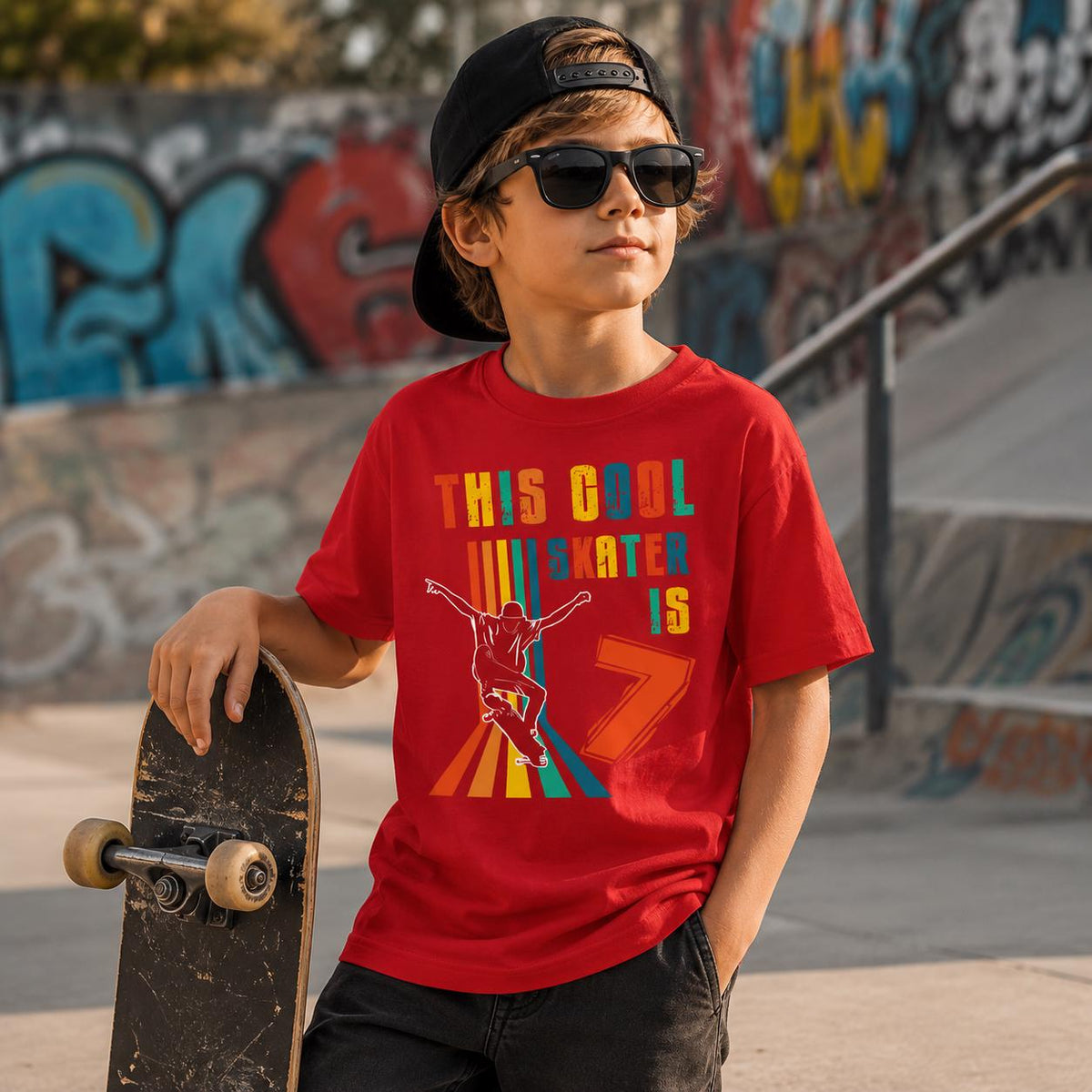 Skater Birthday Shirt Custom Age Skateboarder Tee for Boys, Retro Skateboarding Birthday T-Shirt, Personalized Skateboarding Gift