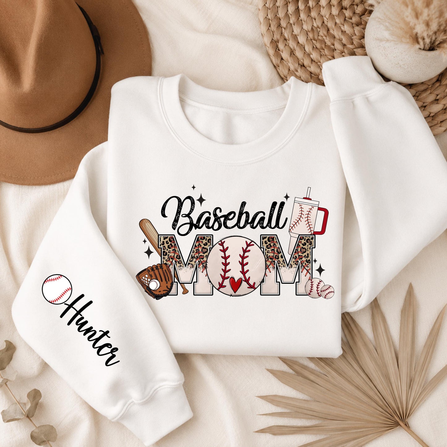 Personalized Baseball Mom Sweatshirt - Custom Name Sleeve - Softball Mom Shirt - Sports Mom Gift - Game Day Sweatshirt - Custom Team Shirt