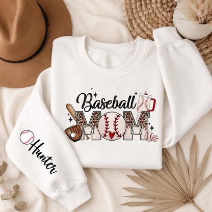 Personalized Baseball Mom Sweatshirt - Custom Name Sleeve - Softball Mom Shirt - Sports Mom Gift - Game Day Sweatshirt - Custom Team Shirt