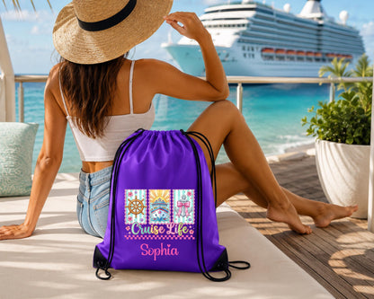 Girls Cruise Trip Personalized Backpack | Custom Cruise Drawstring Bag | Matching Cruise Group Gift | Family Cruise Vacation Bag
