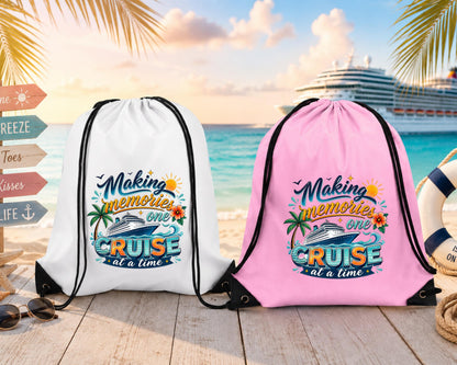 Cruise Drawstring Backpack, Cruise Essentials Bag, Cruise Vacation Backpack, Making Memories One Cruise at a Time, Cruise Gift for Women