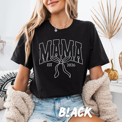 Mama Bow Sweatshirt, Coquette Mama Crewneck, Pink Varsity Mama Sweatshirt, Mother's Day Gift, Custom EST. Mom Crewneck, Gift for Mom