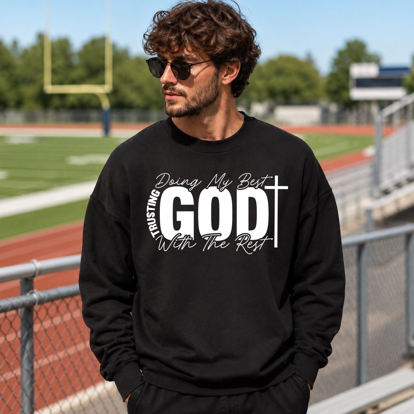 Inspirational Christian Sweatshirt, Doing My Best Trusting God With The Rest, Unisex Faith Crewneck Gift