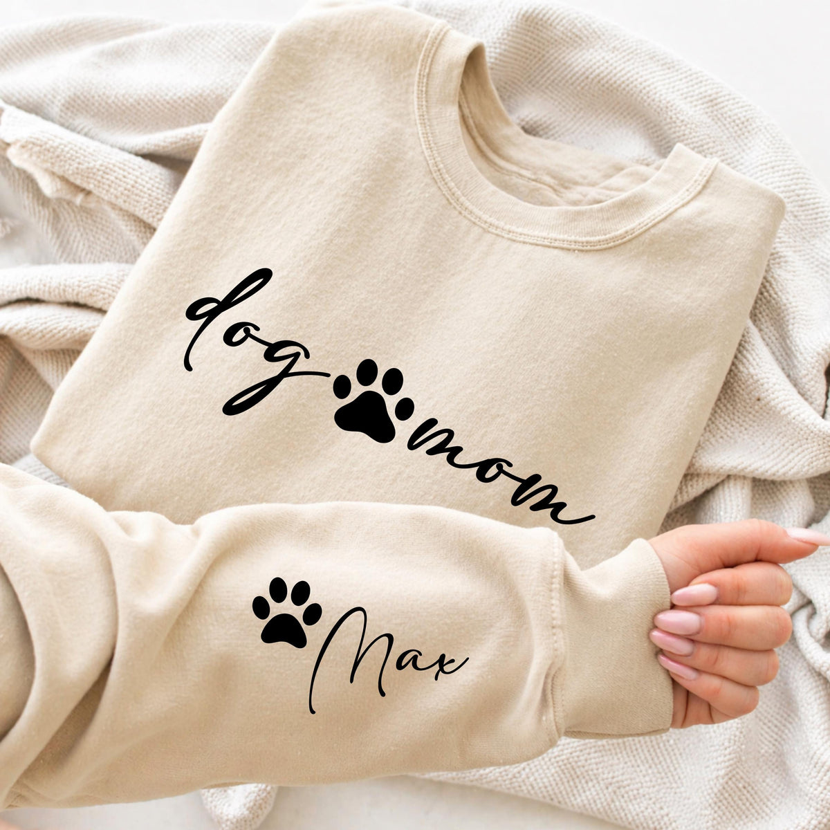 Custom Dog Mom Crewneck Sweatshirt with Personalized Pet Names