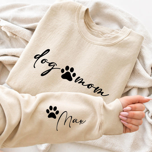 Custom Dog Mom Crewneck Sweatshirt with Personalized Pet Names