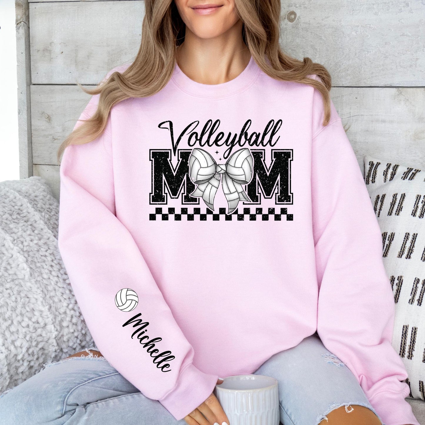Personalized Volleyball Mom Sweatshirt, Custom Volleyball Mom Shirt, Volleyball Mama Crewneck, Team Mom Gift, Sports Mom Sweatshirt