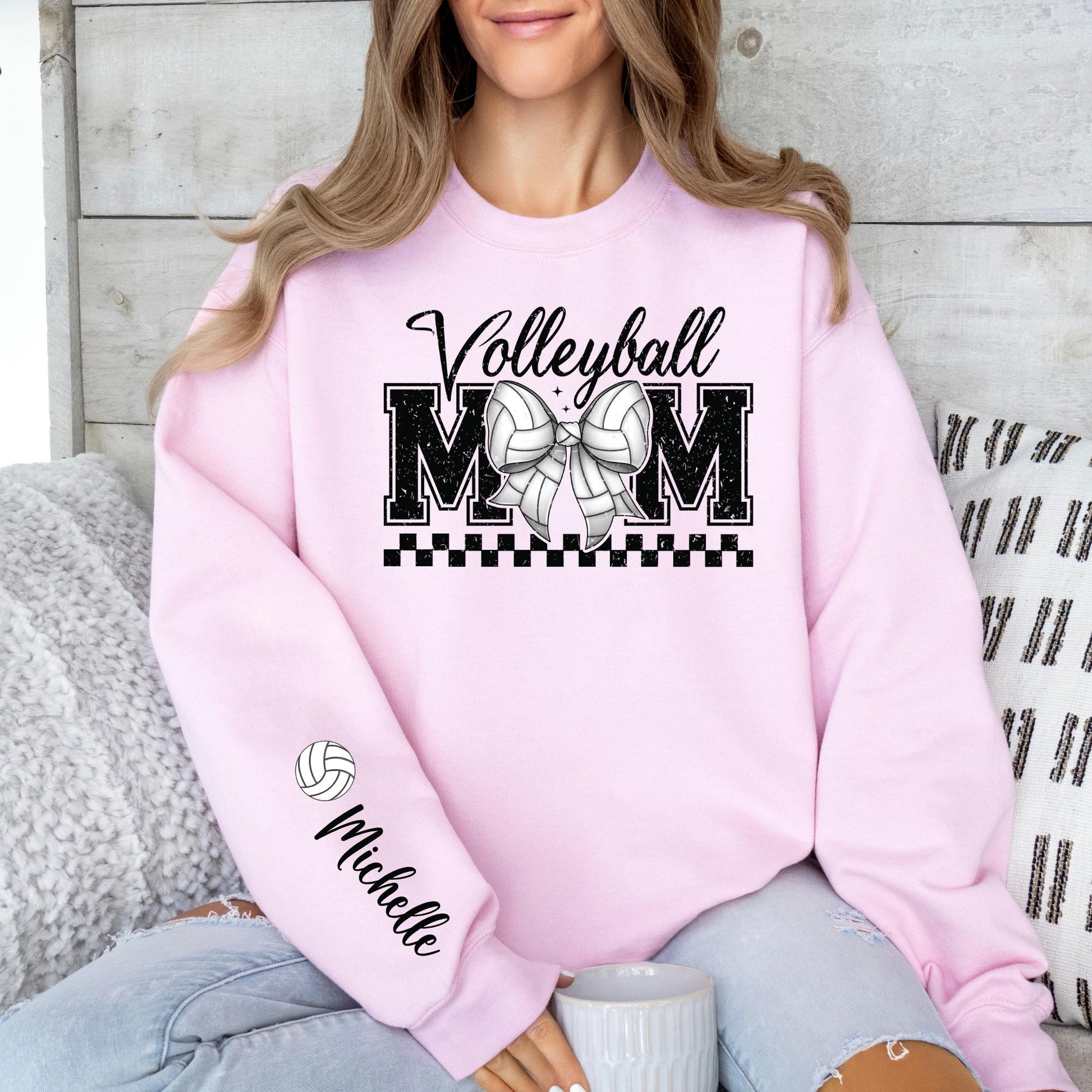 Personalized Volleyball Mom Sweatshirt, Custom Volleyball Mom Shirt, Volleyball Mama Crewneck, Team Mom Gift, Sports Mom Sweatshirt