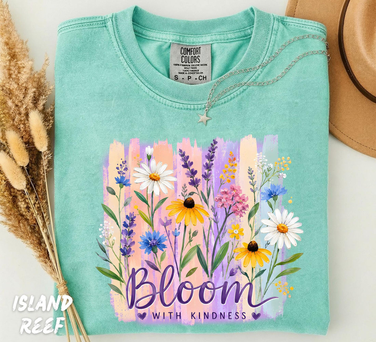 Comfort Colors® Bloom With Kindness Shirt, Wildflower Graphic Tee, Floral Inspirational Shirt, Cottagecore Flower T-Shirt, Botanical Tee
