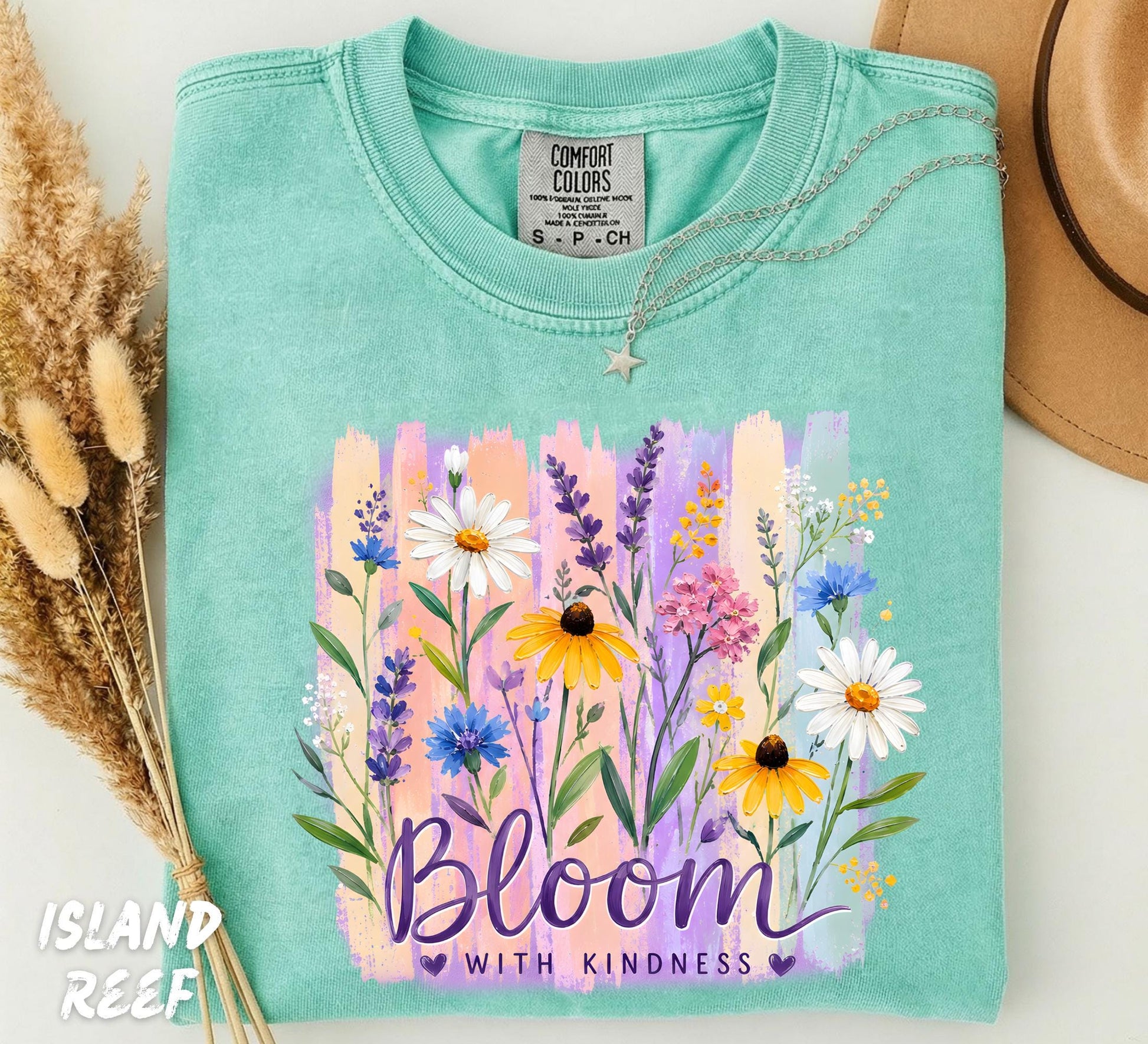 Comfort Colors® Bloom With Kindness Shirt, Wildflower Graphic Tee, Floral Inspirational Shirt, Cottagecore Flower T-Shirt, Botanical Tee