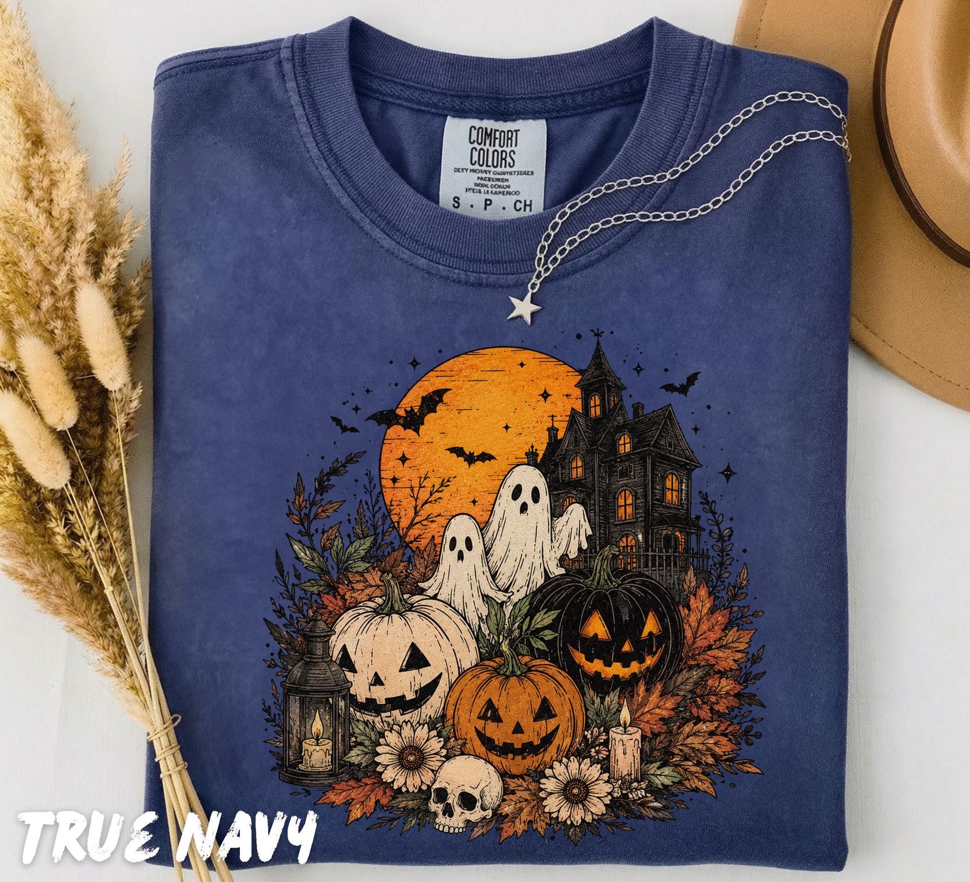 Comfort Colors® Vintage Halloween Ghost Shirt, Spooky Pumpkin Tee, Haunted House Shirt, Fall Graphic Tee, Cozy Autumn Halloween Shirt