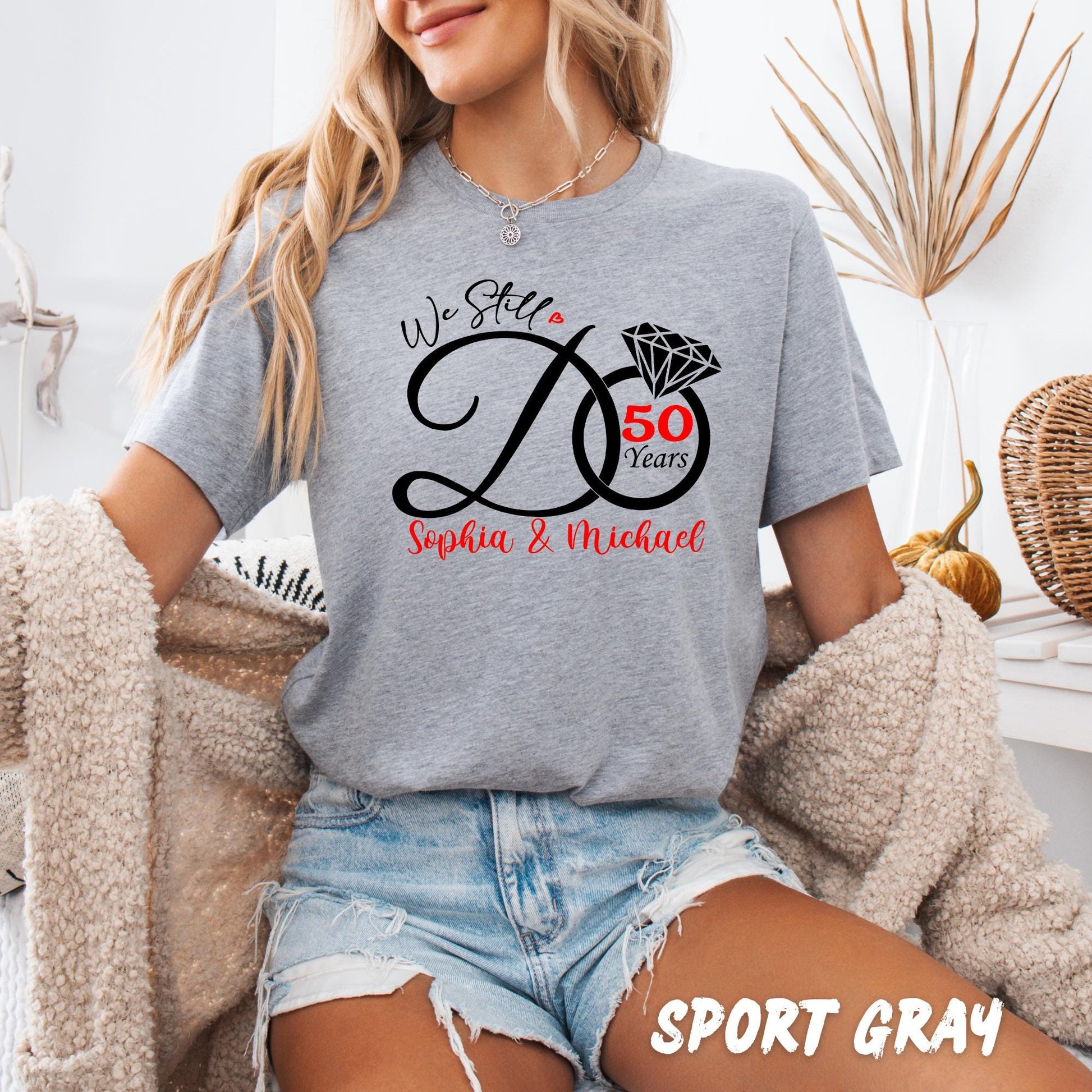 Custom Anniversary Shirt – Custom Couple T-Shirt – Personalized Wedding Anniversary Gift – Matching Couples Tees – Custom Years & Names