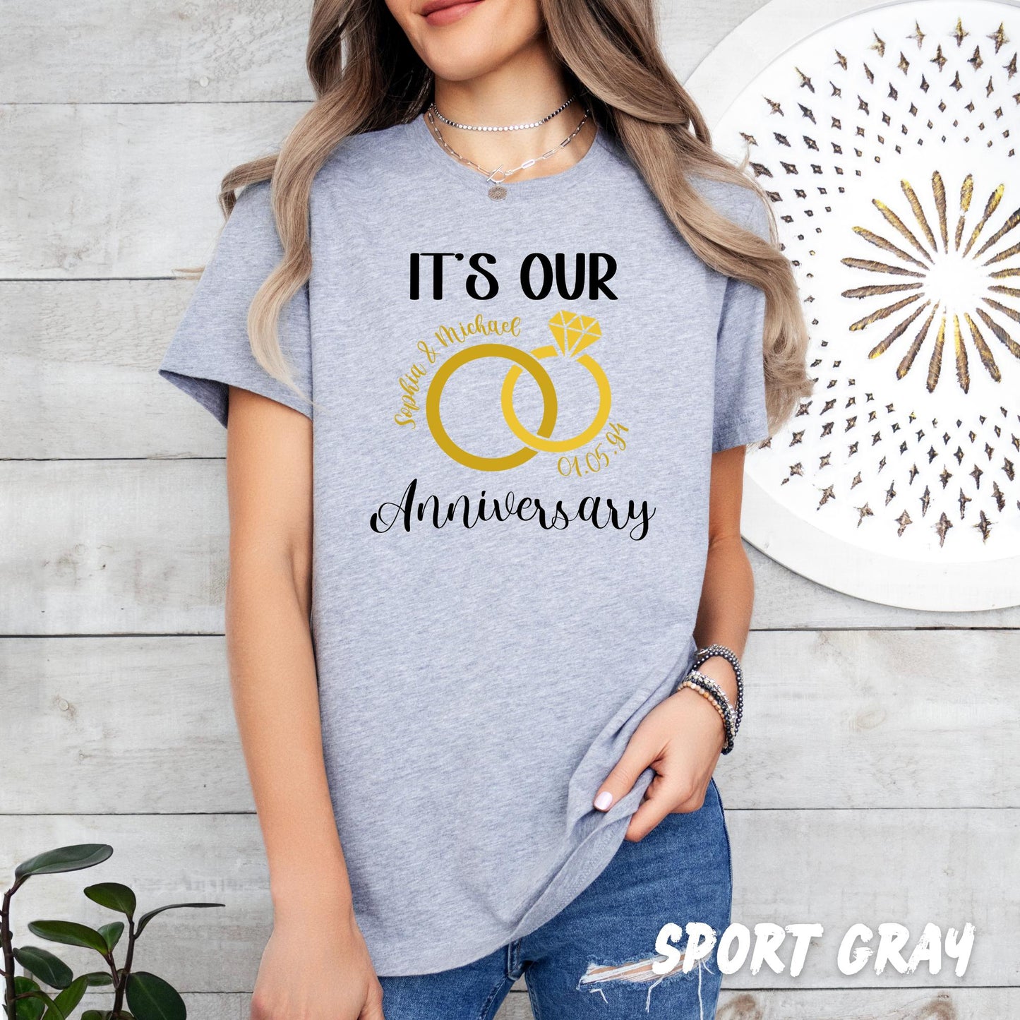 Custom Anniversary Shirt – Personalized Couples T-Shirt – Wedding Anniversary Gift – Matching Anniversary Tees – Custom Names & Date