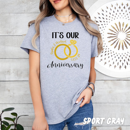 Custom Anniversary Shirt – Personalized Couples T-Shirt – Wedding Anniversary Gift – Matching Anniversary Tees – Custom Names & Date