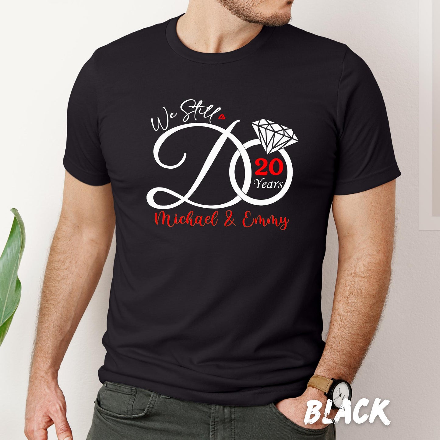 Custom Anniversary Shirt – Custom Couple T-Shirt – Personalized Wedding Anniversary Gift – Matching Couples Tees – Custom Years & Names