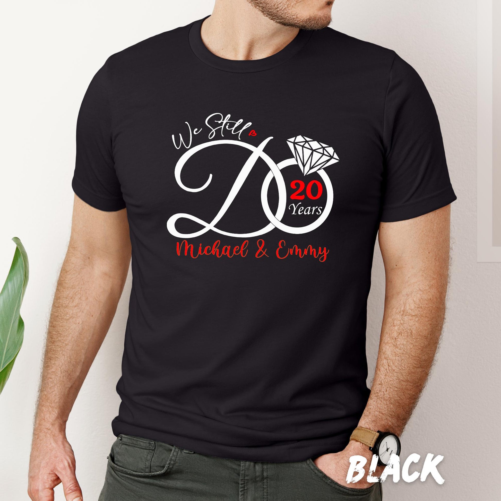 Custom Anniversary Shirt – Custom Couple T-Shirt – Personalized Wedding Anniversary Gift – Matching Couples Tees – Custom Years & Names