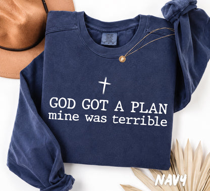 Comfort Colors® God Got A Plan Swetshirt, Christian Comfort Colors T-Shirt, Faith Graphic Tee, Christian Quote Crewneck, Religious Gift