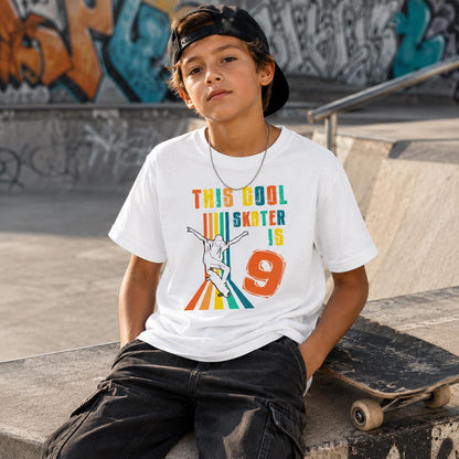 Skater Birthday Shirt Custom Age Skateboarder Tee for Boys, Retro Skateboarding Birthday T-Shirt, Personalized Skateboarding Gift