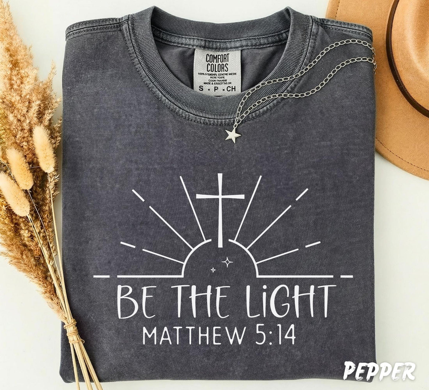 Comfort Colors® Be The Light Matthew 5:14 Shirt, Christian Swetshirt, Christian Sweatshirt, Bible Verse Shirt, Faith Gift, Christian Apparel