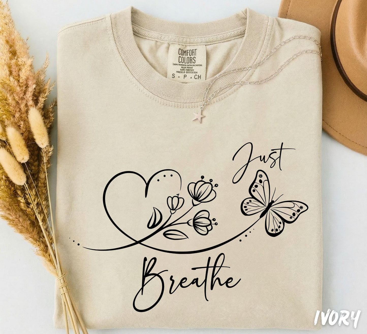 Comfort Colors® Just Breathe Sweatshirt, Mental Health Shirt, Anxiety Support T-Shirt, Inspirational Tee, Butterfly Shirt
