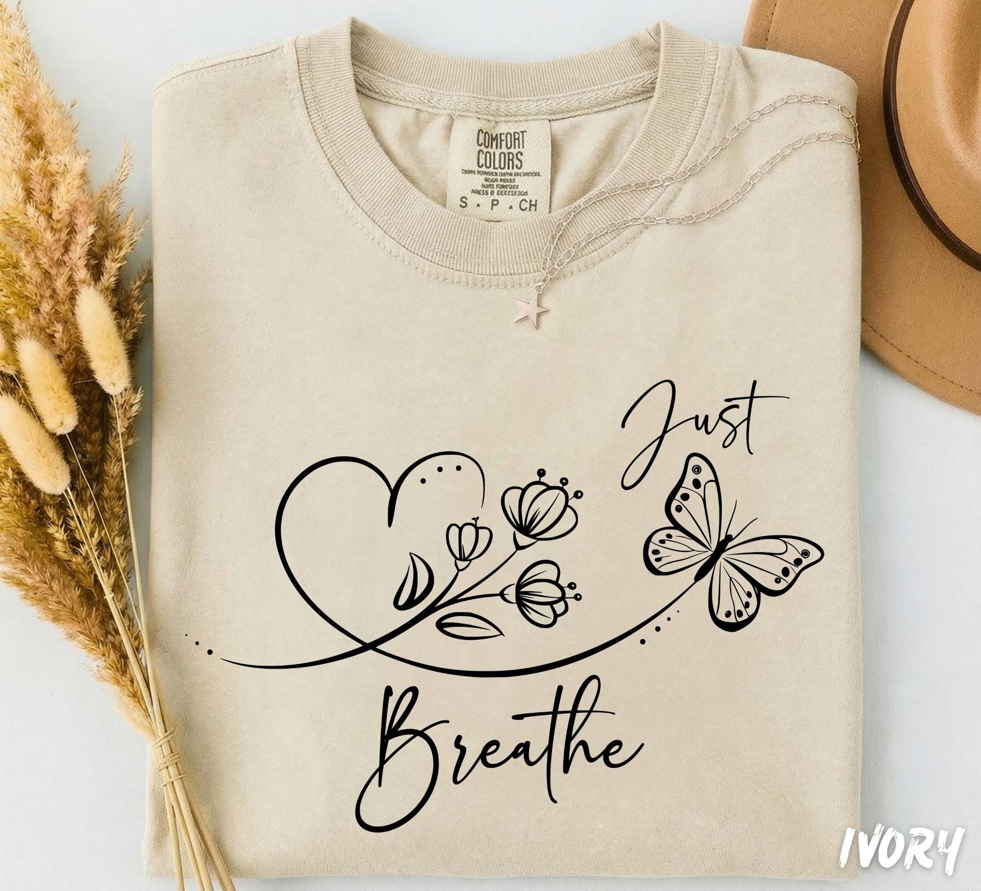 Comfort Colors® Just Breathe Sweatshirt, Mental Health Shirt, Anxiety Support T-Shirt, Inspirational Tee, Butterfly Shirt