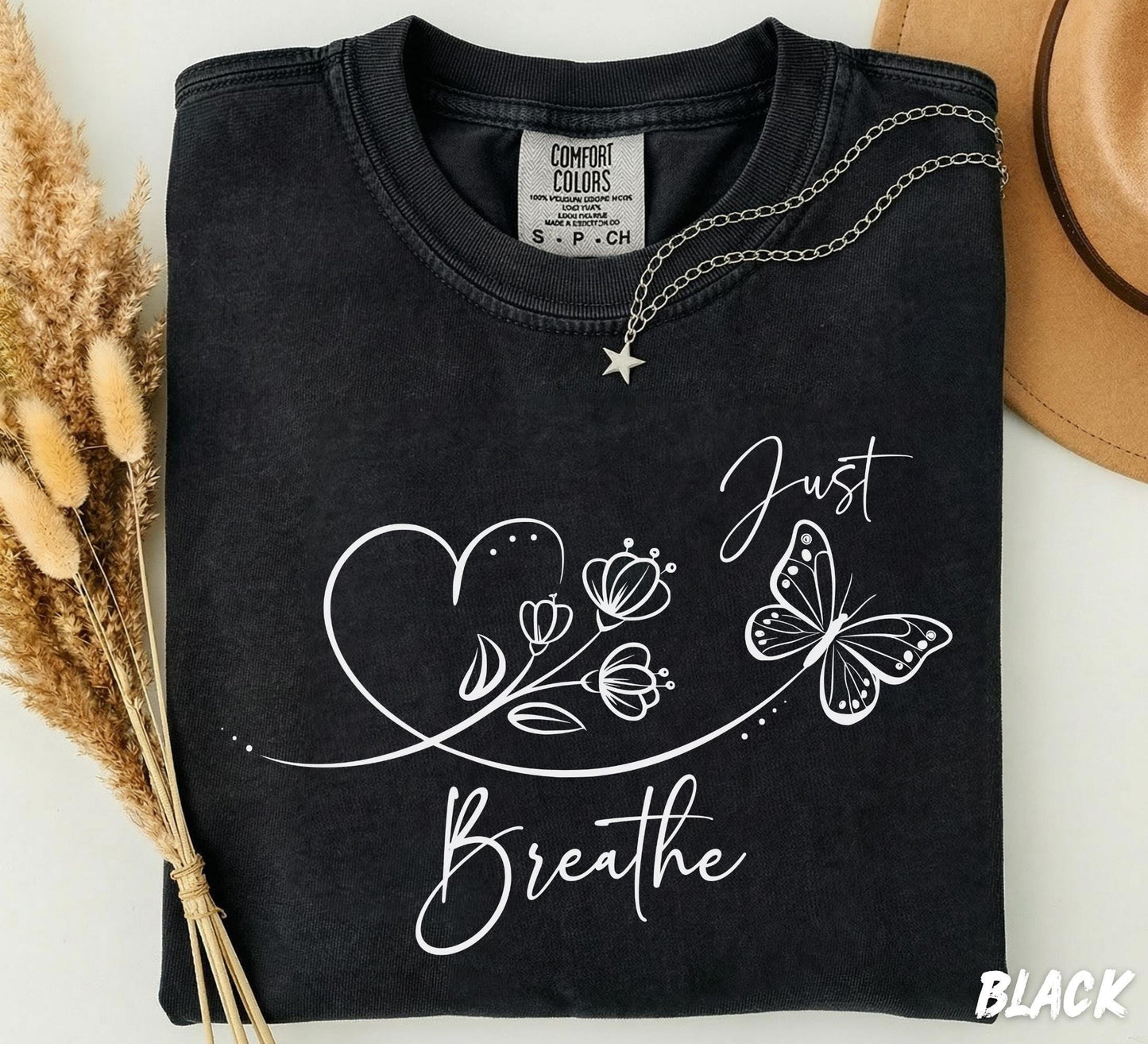 Comfort Colors® Just Breathe Sweatshirt, Mental Health Shirt, Anxiety Support T-Shirt, Inspirational Tee, Butterfly Shirt