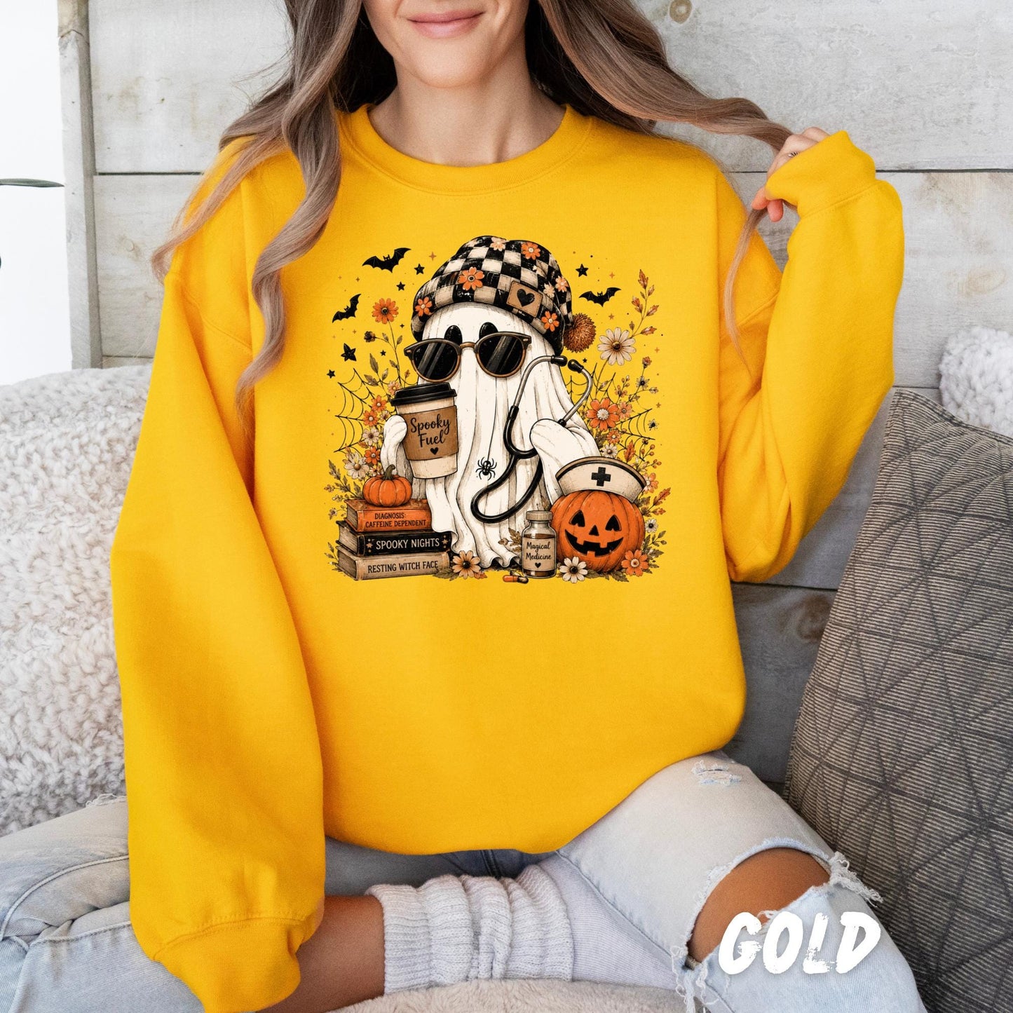 Ghost Nurse Sweatshirt, Halloween Nurse Sweatshirt, Spooky Season Crewneck, Medical Sweatshirt, Nurse Halloween