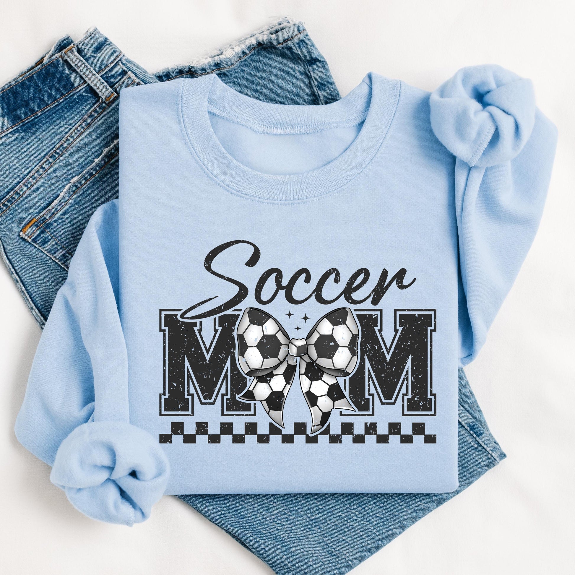 Soccer Mom Sweatshirt Personalized Coquette Soccer Sweatshirt with Name on Sleeve Sports Mom Shirt Mom Custom Gift