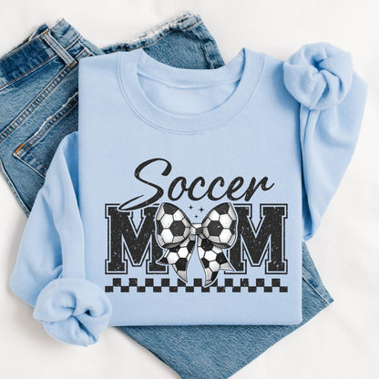 Soccer Mom Sweatshirt Personalized Coquette Soccer Sweatshirt with Name on Sleeve Sports Mom Shirt Mom Custom Gift