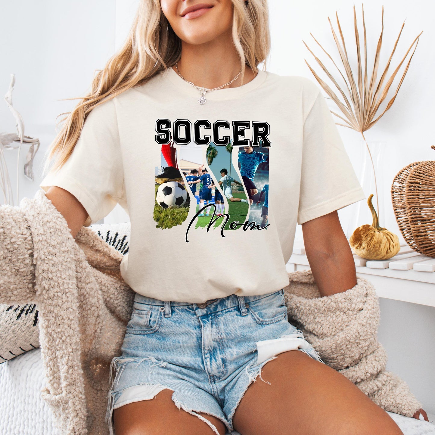 Custom Photo Collage Soccer Mom Shirt, Custom Sports Mama Tee, Unisex Fit T-Shirt