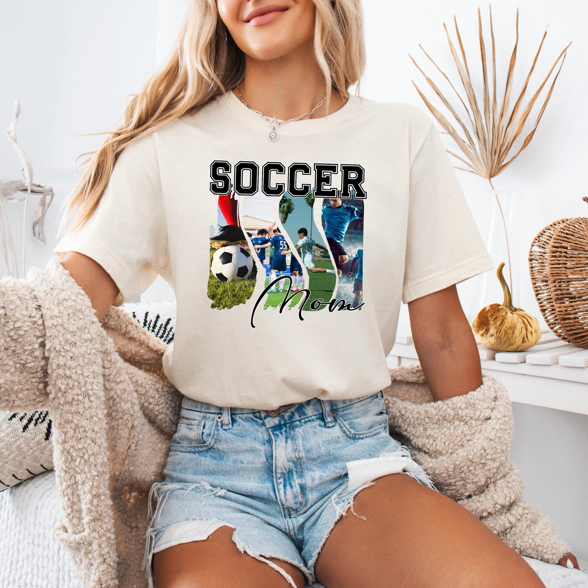 Custom Photo Collage Soccer Mom Shirt, Custom Sports Mama Tee, Unisex Fit T-Shirt