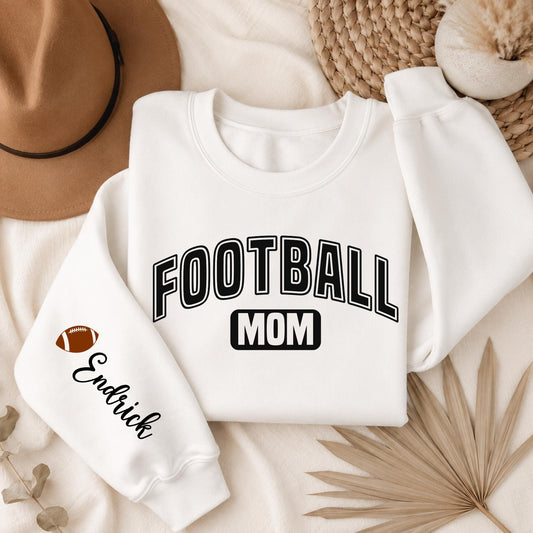 Custom Football Mom Sweatshirt – Personalized Name & Football Crewneck – Game Day Sweater – Sports Mom Gift – Team Spirit Sweater
