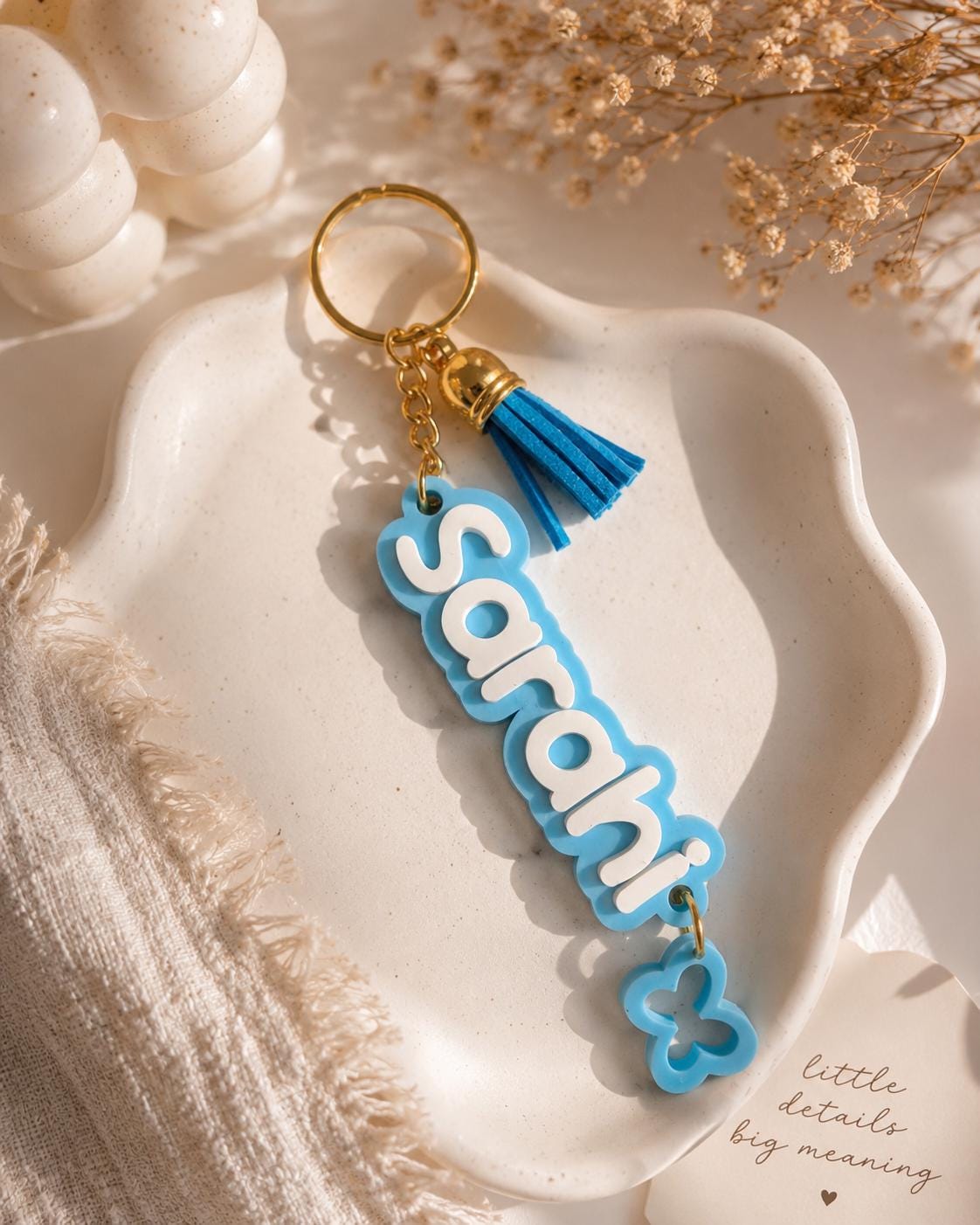 Personalized Name Keychain | Custom Backpack Charm | Cute Bag Tag with Tassel | Personalized Purse Charm | Gift for Kids & Women