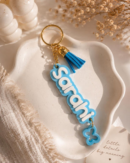 Personalized Name Keychain | Custom Backpack Charm | Cute Bag Tag with Tassel | Personalized Purse Charm | Gift for Kids & Women