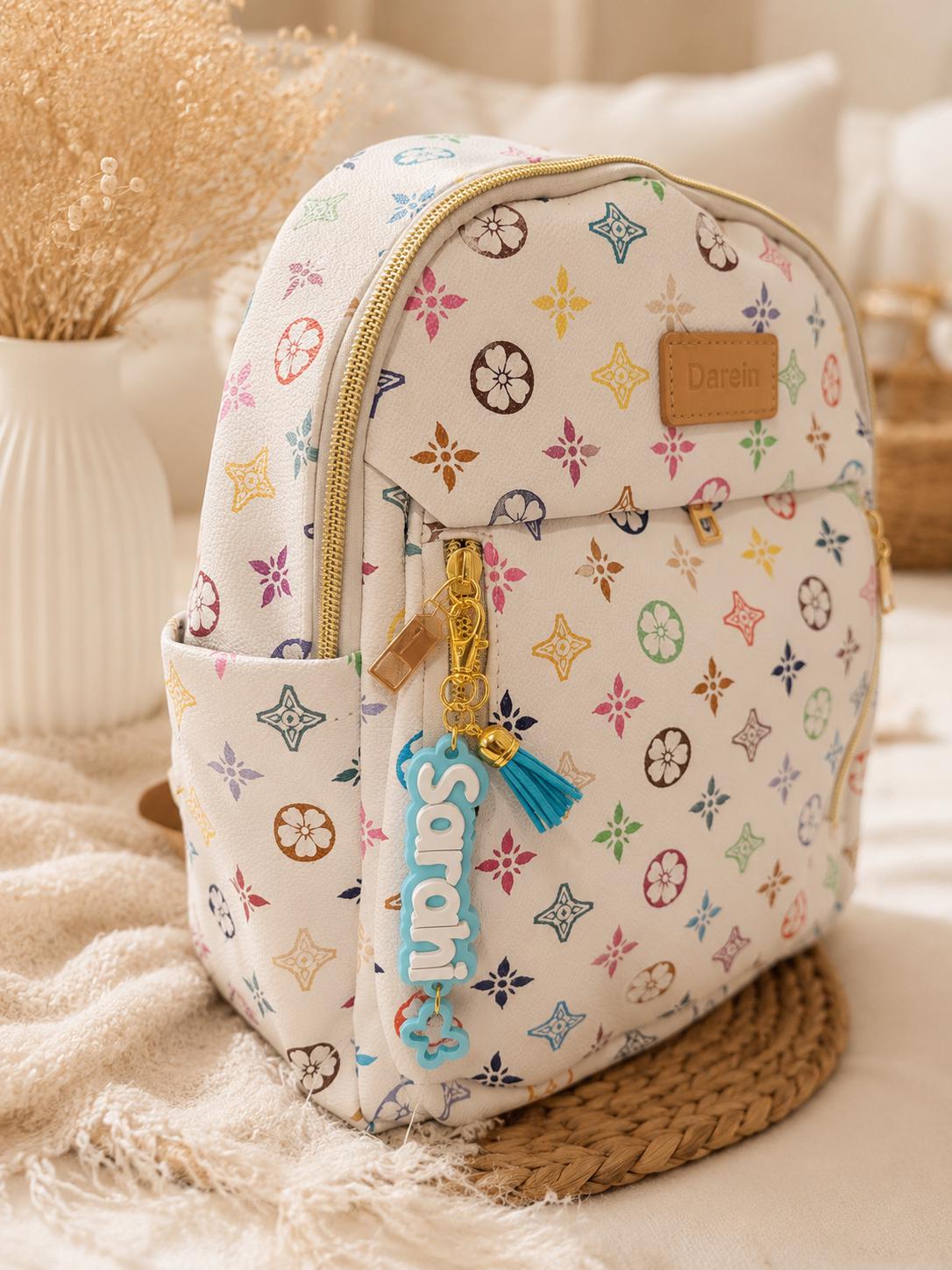 Personalized Name Keychain | Custom Backpack Charm | Cute Bag Tag with Tassel | Personalized Purse Charm | Gift for Kids & Women