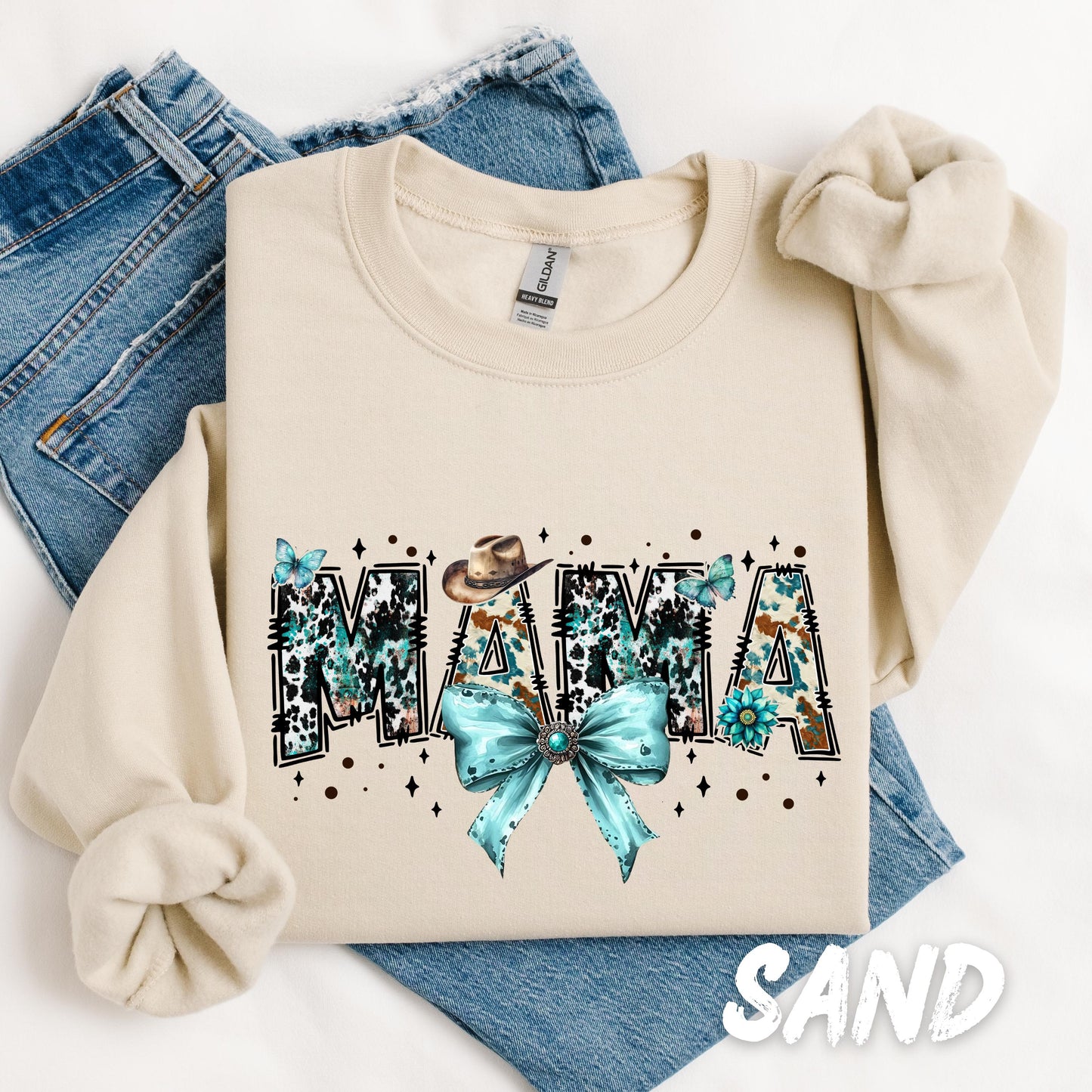 Personalized Western Mama Sweatshirt, Cowgirl Mama Crewneck, Coquette Mama Sweatshirt, Custom Mama Gift, Western Mom Sweatshirt, Rodeo Mom