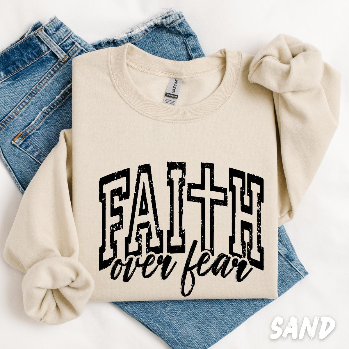 Faith Over Fear Sweatshirt, Christian Crewneck, Inspirational Bible Verse Shirt, Unisex Faith Gift