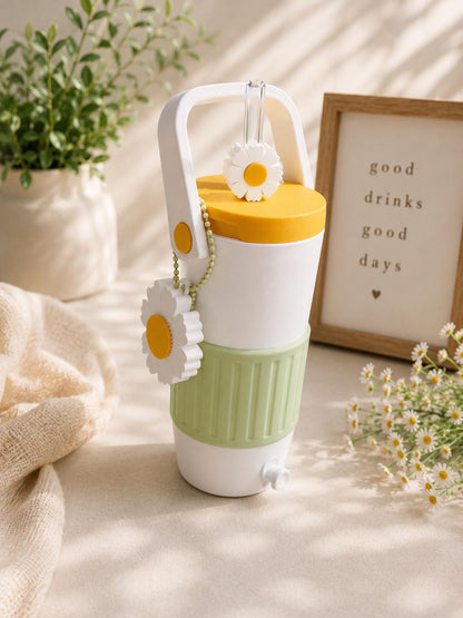 Daisy Can Cooler with Straw Topper and Can Opener | 12 oz Skinny, 12 oz Regular & 16 oz | Cute Gift | Drink Holder | Flowers Lover Gift