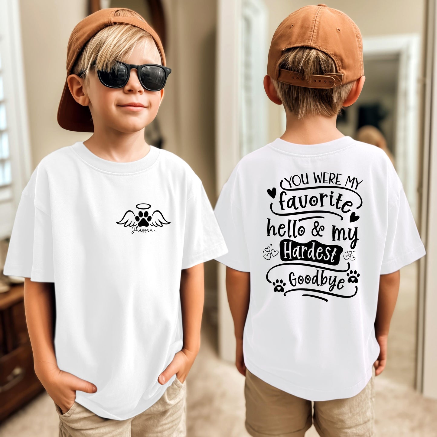Custom Pet Memorial Shirt, Personalized Dog Loss Remembrance, Favorite Hello Hardest Goodbye Name Tee