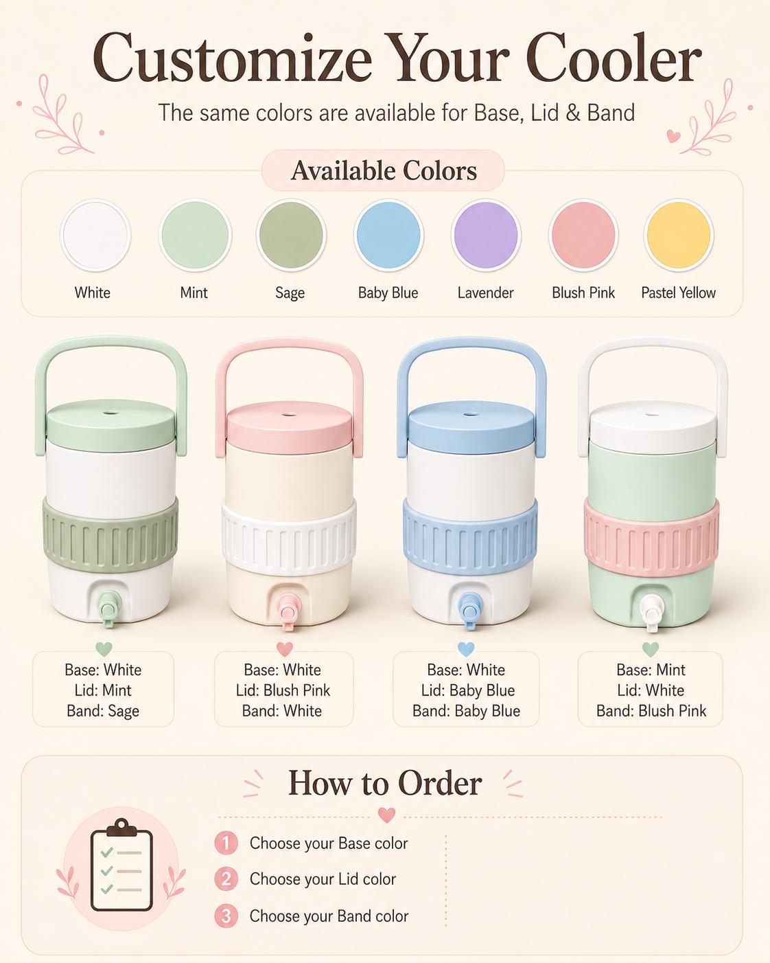 Personalized Can Cooler, Custom Color Combination Can Holder, 12 oz Regular or Skinny Can Cooler, Pastel Drink Holder, Cute Gift for Her