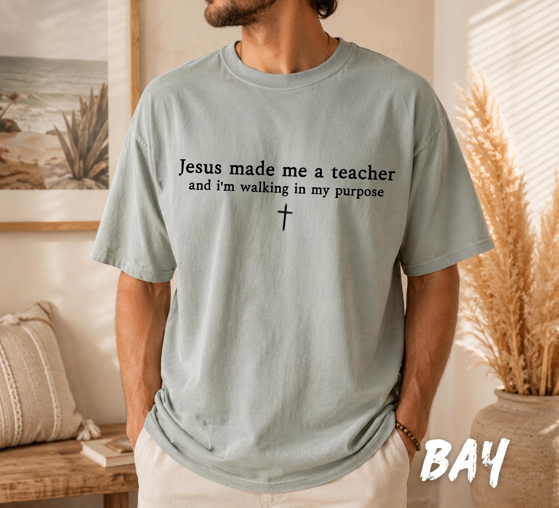 Comfort Colors® Jesus Made Me A Teacher Sweatshirt, Christian Teacher Shirt, Faith Teacher Gift, Comfort Colors Tee, Christian Sweatshirt