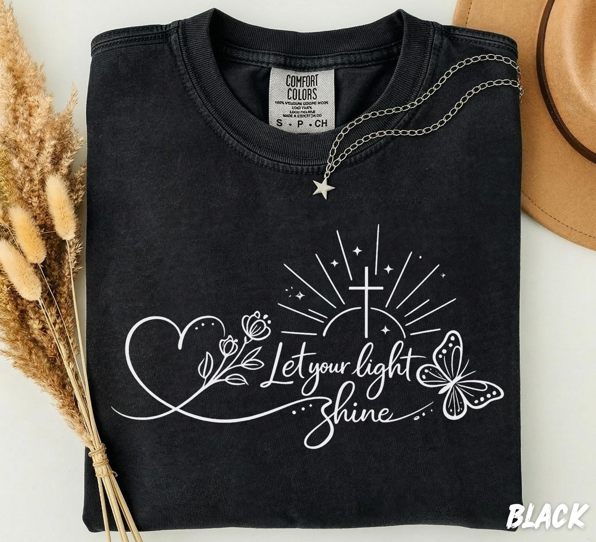 Comfort Colors® Let Your Light Shine Sweatshirt, Matthew 5:14 Shirt, Christian Shirt Women, Faith Tee, Jesus Shirt, Bible Verse Sweatshirt