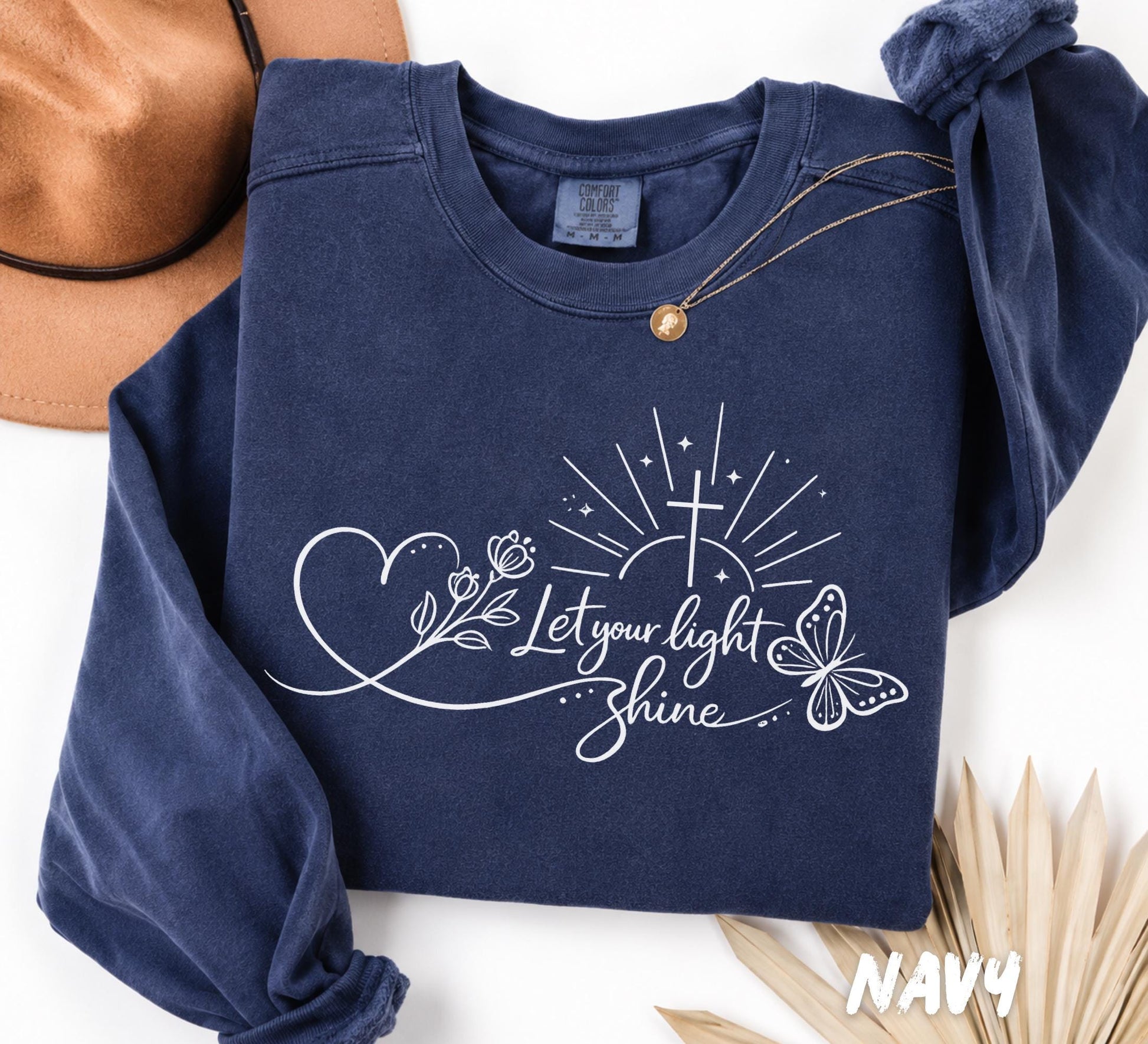 Comfort Colors® Let Your Light Shine Sweatshirt, Matthew 5:14 Shirt, Christian Shirt Women, Faith Tee, Jesus Shirt, Bible Verse Sweatshirt