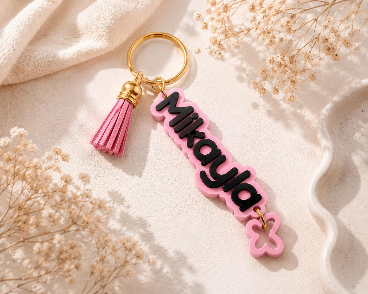 Personalized Name Keychain | Custom Backpack Charm | Cute Bag Tag with Tassel | Personalized Purse Charm | Gift for Kids & Women