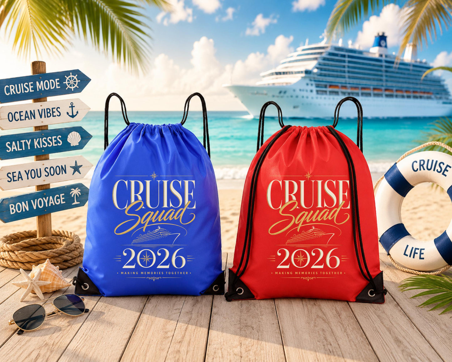 Cruise Drawstring Backpack | Life Is Better On A Cruise Bag | Cruise Vacation Gift | Beach Travel Backpack | Cruise Essentials