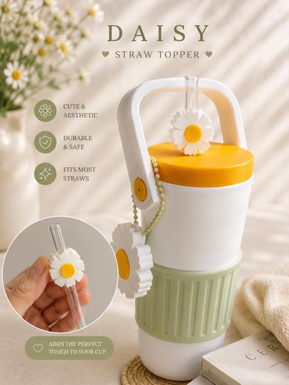 Daisy Can Cooler with Straw Topper and Can Opener | 12 oz Skinny, 12 oz Regular & 16 oz | Cute Gift | Drink Holder | Flowers Lover Gift