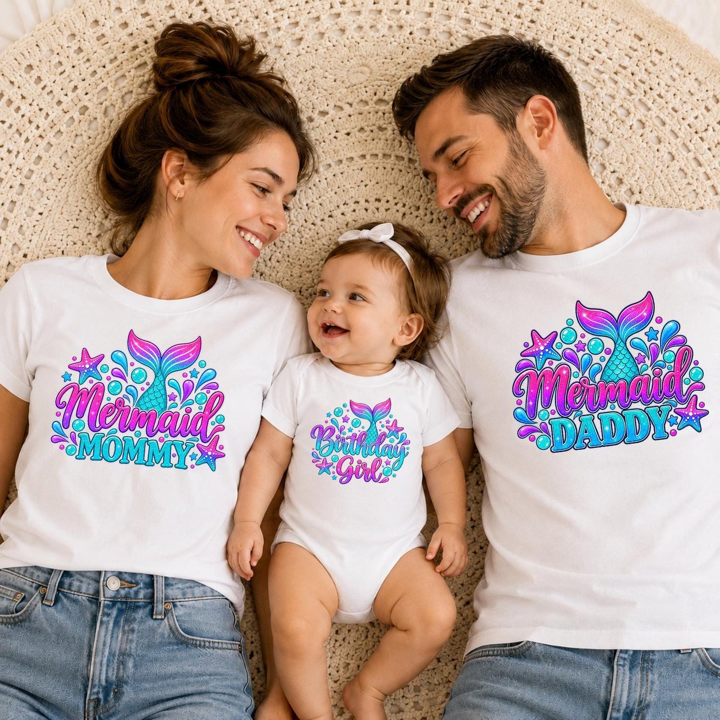 Mermaid Birthday Family Shirts, Birthday Girl Mermaid Shirt, Mermaid Mommy Daddy, Matching Family Birthday Shirts, Mermaid Party Outfit