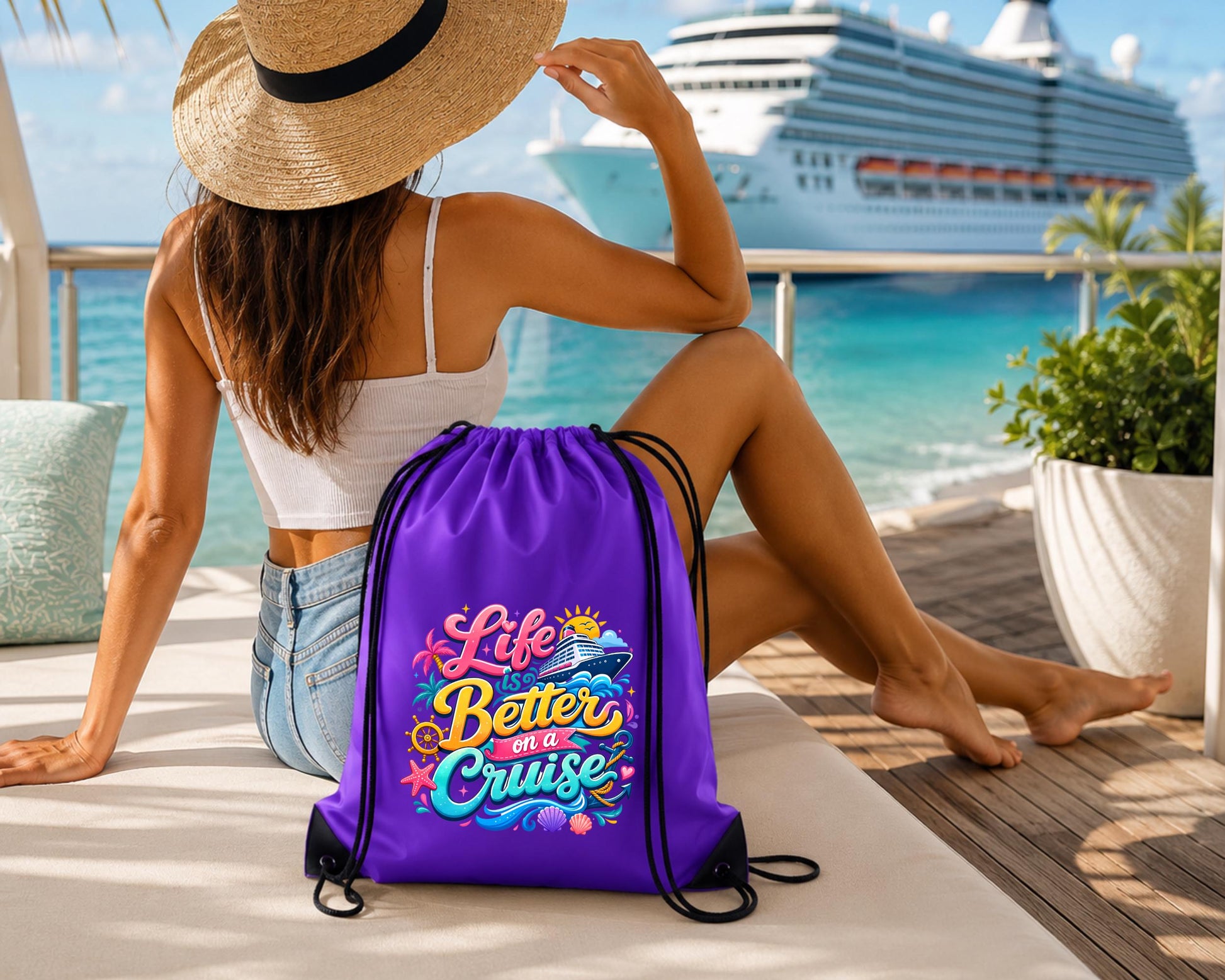 Cruise Drawstring Backpack | Life Is Better On A Cruise Bag | Cruise Vacation Gift | Beach Travel Backpack | Cruise Essentials