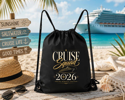 Cruise Squad 2026 Drawstring Backpack, Girls Cruise Trip Bag, Matching Cruise Backpack, Cruise Group Gift, Cruise Essentials Bag