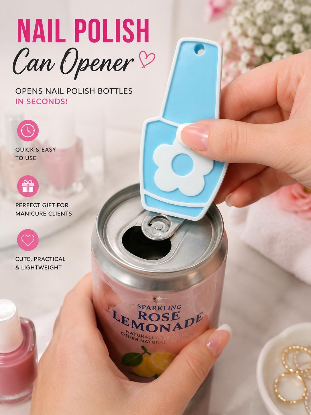Nail Polish Can Opener Keychain, Nail Tech Client Gift, Manicurist Gift, Nail Saver Tool, Custom Salon Gift, Optional QR Code